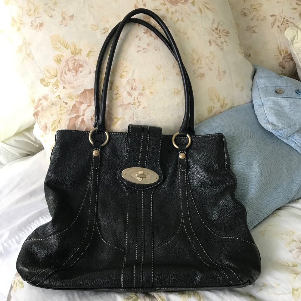 Jones New York Lined Leather Bag Purse Tote